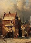 Charles Henri Joseph Leickert Outskirts of a Town in Winter painting